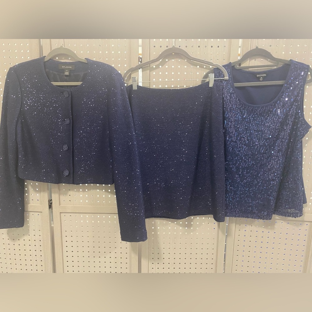 St. John Midnight Blue Sequin Jacket - image 1
